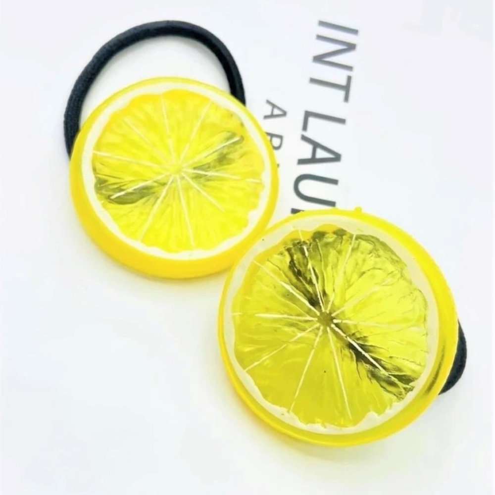 🍋 Awesome Pair Of Lemon Citrus Fruit Hair Ties 🍋